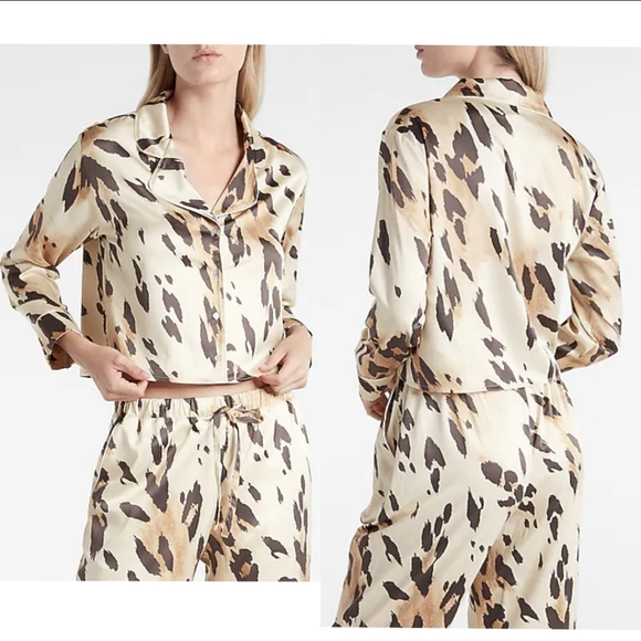 NWT Express Satin Leopard Sleep Shirt - Picture 1 of 8